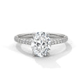 1.75 Carat Oval Cut Lab Created Diamond Pavé Band Solitaire Engagement Ring – Side View | Luzora Jewels