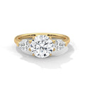 3 Carat Round Cut Lab Grown Diamond Engagement Ring in Rose Gold – Three-Stone Pear Sides | Luzora Jewels