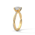 2 Carat Round Cut Lab Grown Diamond Ring for Women – Twisted Pavé Solitaire Close-Up | Luzora Jewels