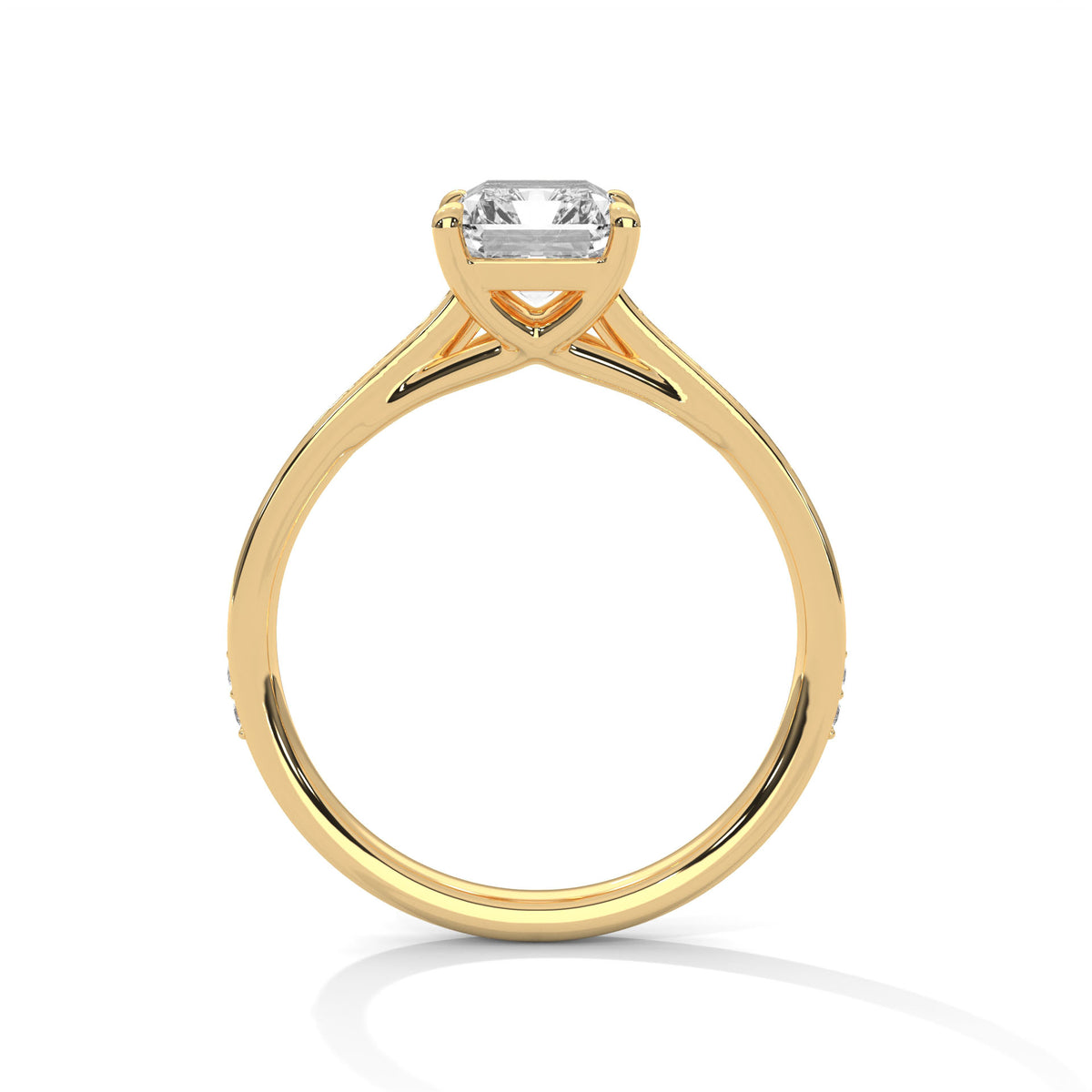 2 Carat Radiant Cut Lab Grown Diamond Ring for Women – Pavé Band Close-Up | Luzora Jewels