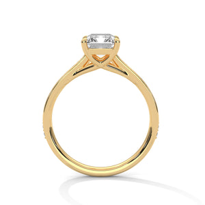 2 Carat Radiant Cut Lab Grown Diamond Ring for Women – Pavé Band Close-Up | Luzora Jewels