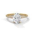1.75 Carat Oval Cut Lab Grown Diamond Ring for Women – Pavé Band Solitaire Close-Up | Luzora Jewels