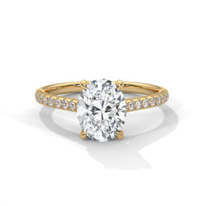 1.75 Carat Oval Cut Lab Grown Diamond Ring for Women – Pavé Band Solitaire Close-Up | Luzora Jewels
