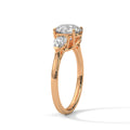 3 Carat Round Cut Lab Grown Diamond Engagement Ring in Yellow Gold – Three-Stone Pear Sides | Luzora Jewels