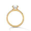 2 Carat Round Cut Lab Grown Diamond Engagement Ring on Hand – Twisted Pavé Solitaire | Luzora Jewels