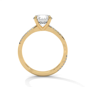 2 Carat Round Cut Lab Grown Diamond Engagement Ring on Hand – Twisted Pavé Solitaire | Luzora Jewels
