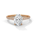 1.75 Carat Oval Cut Lab Grown Diamond Engagement Ring on Hand – Pavé Band Solitaire | Luzora Jewels