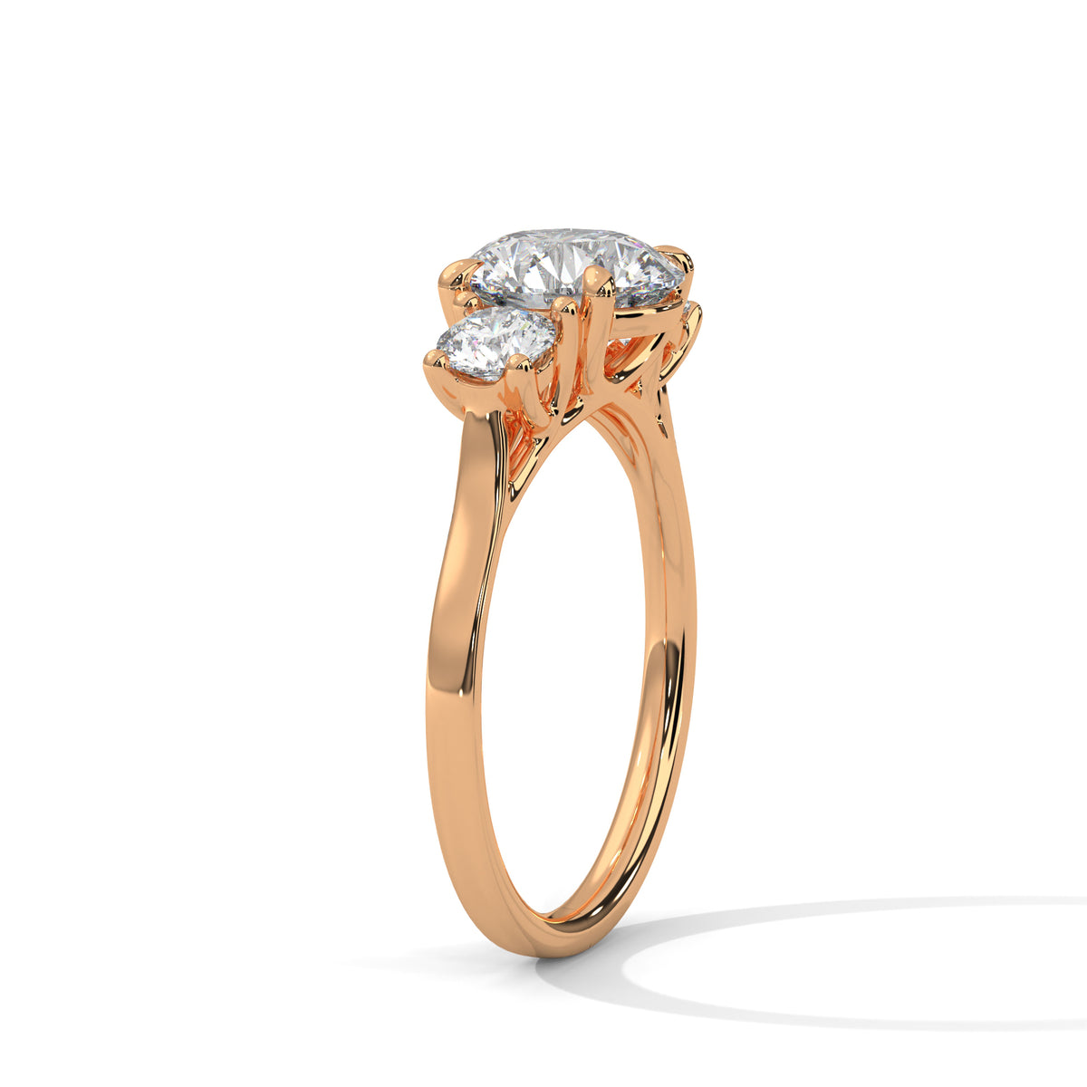 2.5 Carat Round Cut Lab Grown Diamond Ring for Women – Three-Stone Close-Up | Luzora Jewels