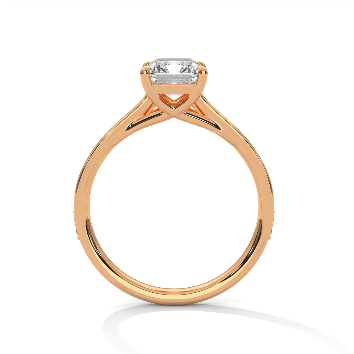 2 Carat Radiant Cut Lab Grown Diamond Engagement Ring on Hand – Pavé Band | Luzora Jewels