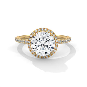 2 Carat Round Cut Lab Created Diamond Halo Engagement Ring – Side View | Luzora Jewels