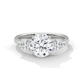 3 Carat Round Cut Lab Grown Diamond Engagement Ring in White Gold – Three-Stone Pear Sides | Luzora Jewels