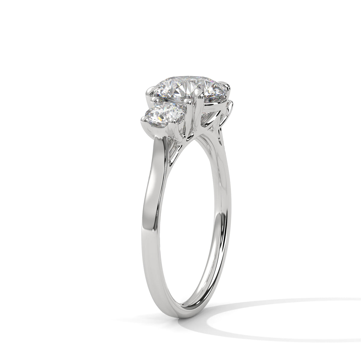 2.5 Carat Round Cut Lab Grown Diamond Engagement Ring in Rose Gold – Three-Stone | Luzora Jewels