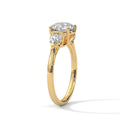 3 Carat Round Cut Lab Created Diamond Three-Stone Pear Sides Engagement Ring – Side View | Luzora Jewels