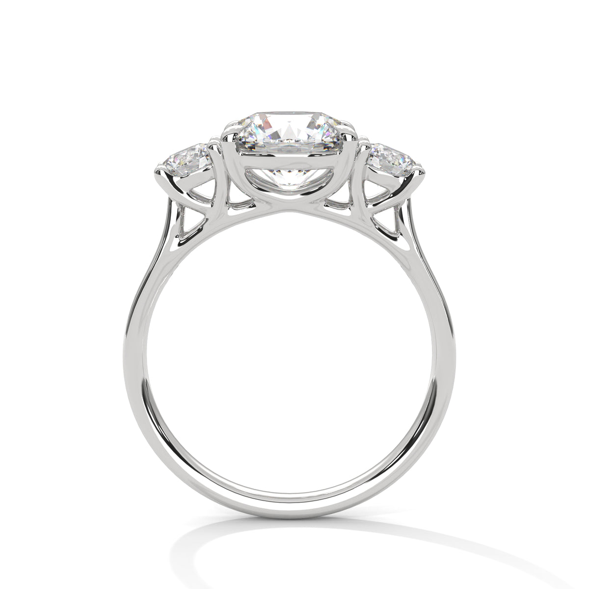2.5 Carat Round Cut Lab Grown Diamond Engagement Ring in Yellow Gold – Three-Stone | Luzora Jewels