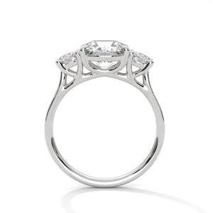 2.5 Carat Round Cut Lab Grown Diamond Engagement Ring in Yellow Gold – Three-Stone | Luzora Jewels