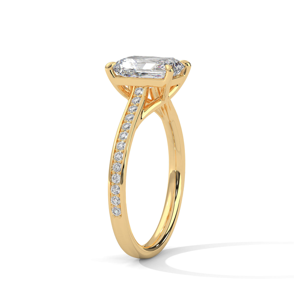 2 Carat Radiant Cut Lab Grown Diamond Engagement Ring in White Gold – Pavé Band | Luzora Jewels