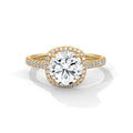 2 Carat Round Cut Lab Created Diamond Cushion Halo Engagement Ring – Side View | Luzora Jewels
