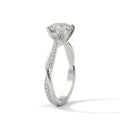 2 Carat Round Cut Lab Grown Diamond Engagement Ring in White Gold – Twisted Pavé Solitaire | Luzora Jewels