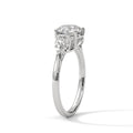 3 Carat Round Cut Lab Created Diamond Three-Stone Pear Sides Engagement Ring – Side View | Luzora Jewels