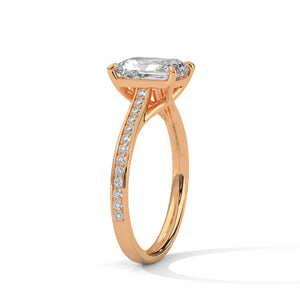 2 Carat Radiant Cut Lab Grown Diamond Engagement Ring in Yellow Gold – Pavé Band | Luzora Jewels