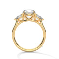3 Carat Round Cut Lab Grown Diamond Engagement Ring in White Gold – Three-Stone Pear Sides | Luzora Jewels