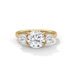 2.5 Carat Round Cut Lab Grown Diamond Engagement Ring in Rose Gold – Three-Stone | Luzora Jewels