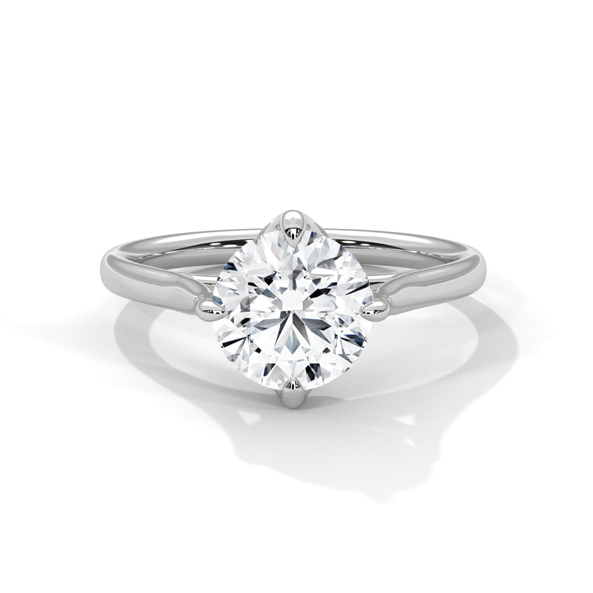2 Carat Round Cut Lab Created Diamond Tulip Gallery Solitaire Engagement Ring – Side View | Luzora Jewels