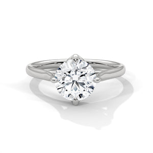 2 Carat Round Cut Lab Created Diamond Tulip Gallery Solitaire Engagement Ring – Side View | Luzora Jewels