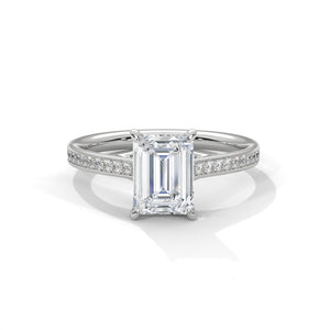 2 Carat Radiant Cut Lab Grown Diamond Engagement Ring in Yellow Gold – Pavé Band | Luzora Jewels