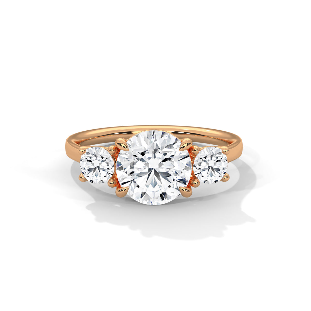 2.5 Carat Round Cut Lab Grown Diamond Engagement Ring in White Gold – Three-Stone | Luzora Jewels