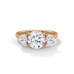 2.5 Carat Round Cut Lab Grown Diamond Engagement Ring in White Gold – Three-Stone | Luzora Jewels