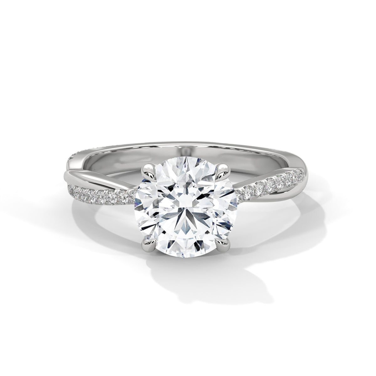 2 Carat Round Cut Lab Grown Diamond Engagement Ring in Rose Gold – Twisted Pavé Solitaire | Luzora Jewels