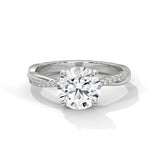 2 Carat Round Cut Lab Grown Diamond Engagement Ring in Rose Gold – Twisted Pavé Solitaire | Luzora Jewels