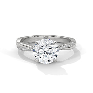 2 Carat Round Cut Lab Grown Diamond Engagement Ring in Rose Gold – Twisted Pavé Solitaire | Luzora Jewels