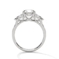 3 Carat Round Cut Lab Grown Diamond Engagement Ring in Yellow Gold – Three-Stone Pear Sides | Luzora Jewels