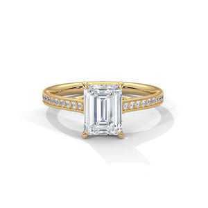 2 Carat Radiant Cut Lab Grown Diamond Engagement Ring in White Gold – Pavé Band | Luzora Jewels