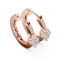 Rose gold lab-grown diamond cluster hoop earrings, side view