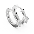 White gold lab-grown diamond cluster hoop earrings, side view