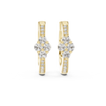 Yellow gold lab-grown diamond cluster hoop earrings