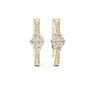 Yellow gold lab-grown diamond cluster hoop earrings