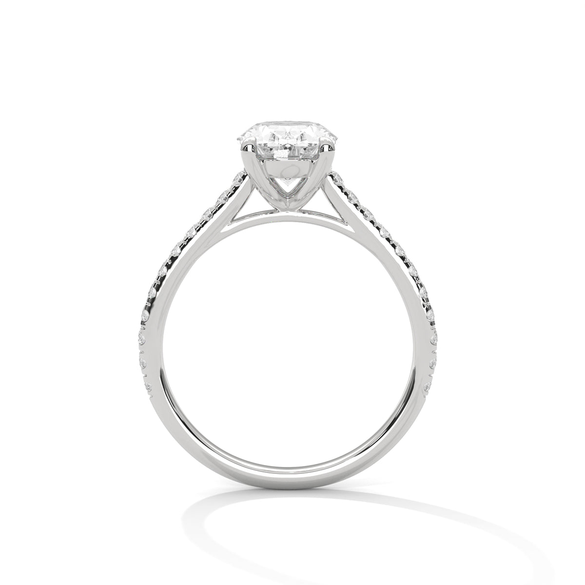1.75 Carat Oval Cut Lab Grown Diamond Engagement Ring in Rose Gold – Pavé Band Solitaire | Luzora Jewels