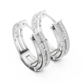 White gold lab grown diamond double row hoop earrings, side view