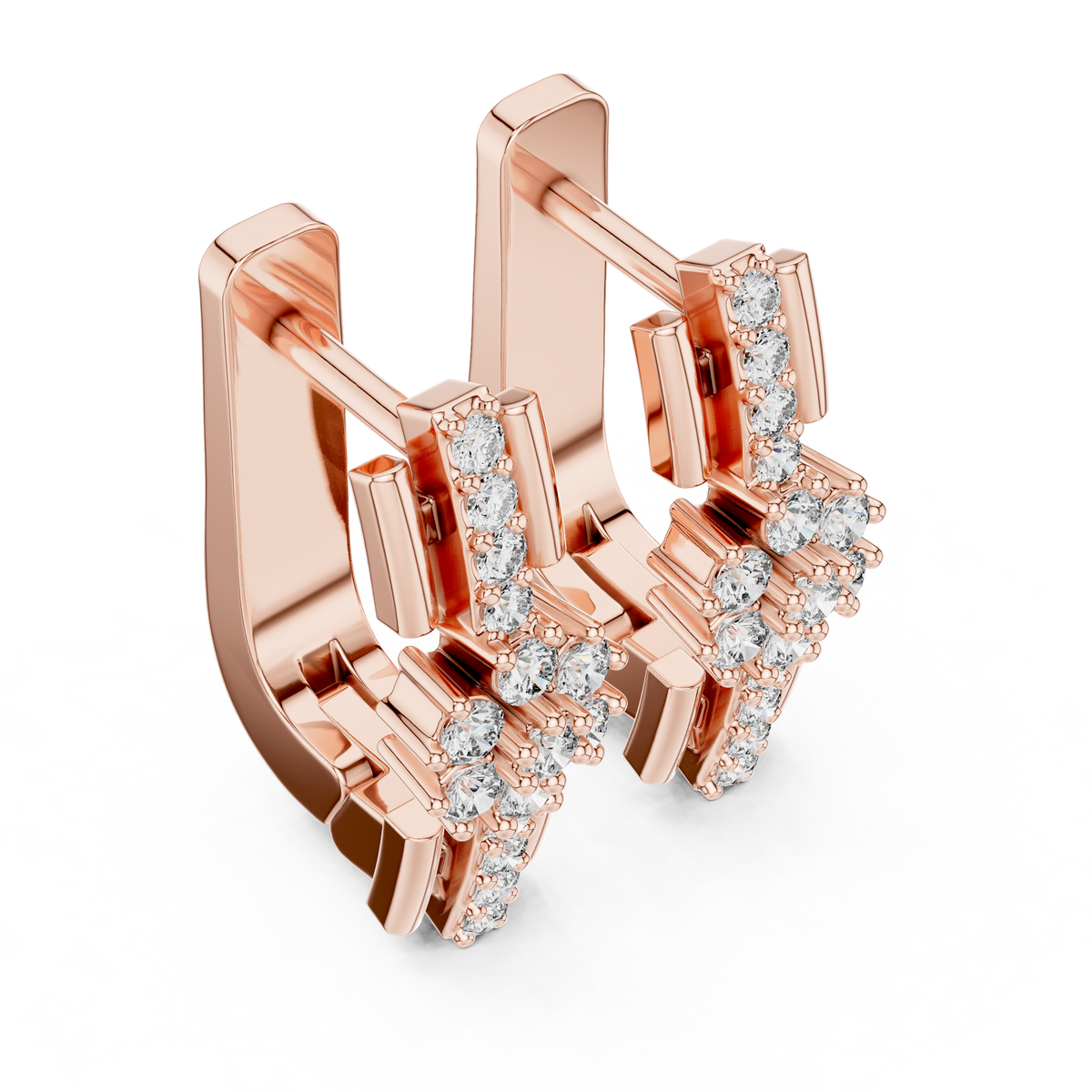 Lab Grown Diamond Flower Cluster Huggie Earrings