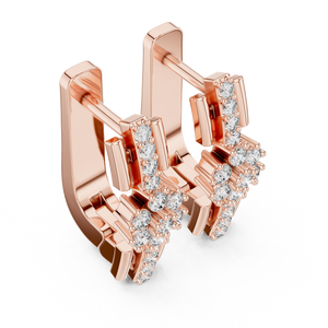 Lab Grown Diamond Flower Cluster Huggie Earrings