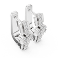 White gold lab grown diamond flower cluster huggie earrings, side view