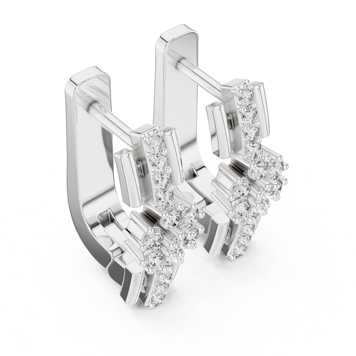 Lab Grown Diamond Flower Cluster Huggie Earrings