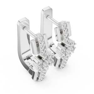Lab Grown Diamond Flower Cluster Huggie Earrings