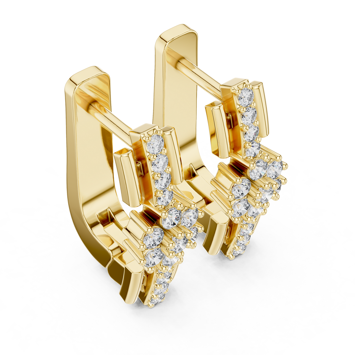 Lab Grown Diamond Flower Cluster Huggie Earrings