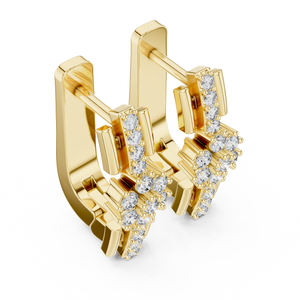 Lab Grown Diamond Flower Cluster Huggie Earrings