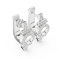 White gold lab grown diamond art deco circle huggie earrings, side view